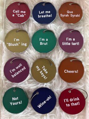 Brookstone Talking Wine Charms Set Of 12 Fun Quotes For Glasses Multicolor New